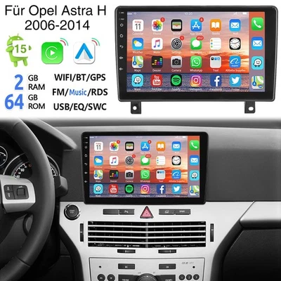 ESSGOO Für Opel Astra H 2006-2014 Carplay Android 15 Autoradio Navi GPS BT 2+64G RDS FM