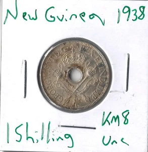 Moneda Nueva Guinea 1 chelín 1938 KM8, plata - Imagen 1 de 4