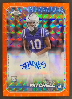 Adonai Mitchell 2024 Topps Chrome Rookie Auto Orange Geometric Refractor RC /25 - Image 1 of 2