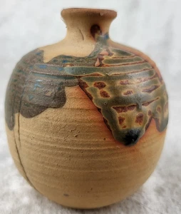 Southwestern Pottery Bud Vase Rustic Drip Glaze 3.5 Inches Tall - Picture 1 of 3