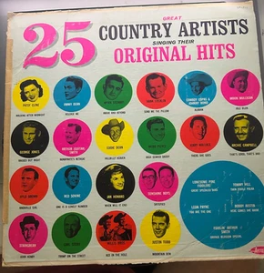25 Great Country Artists Singing Their Original Hits Vinyl LP Artistic 1965 MONO - Picture 1 of 4