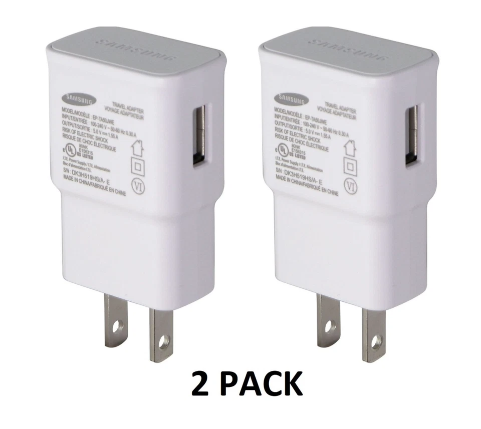 2 PACK Genuine EP-TA50JWE Samsung Fast Wall Charger Adapter 5V 1.55A - Image 1 of 1