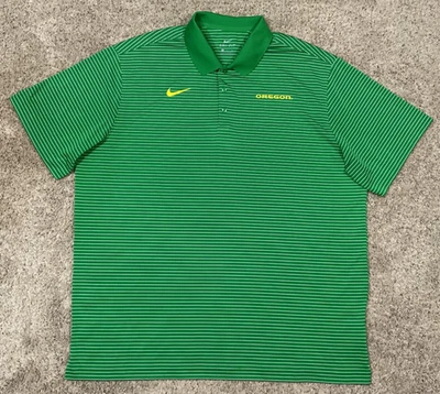 NIKE Dri-Fit Polo Mens 3XL University of Oregon Ducks Green w/White Stripes - Image 1 of 4