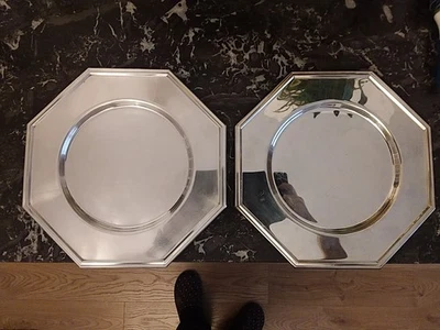 Lot Assiettes De Présentation En Métal Argenté FLEURON FRANCE CRISTOFLE - Photo 1/4