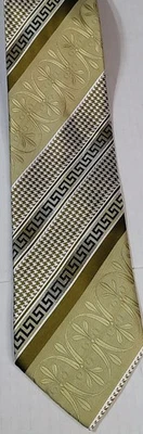 Corbata Fratello Hombre Multicolor Dorado Verde Blanco Rayas 56" L 4" W. Foto 1 de 4