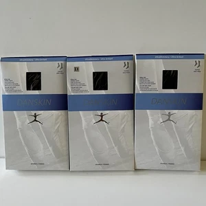(3) DANSKIN FOOTED Black TIGHTS STYLE-1331 Size D Ultra Shimmery & Soft (SEALED) - Picture 1 of 4