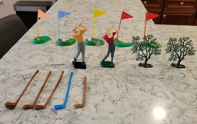 De colección 1970 Wilton Cake Topper Decoración Golf Golf Golf Hombre Camisetas Palos Pelotas 24 Piezas Foto 1 de 4