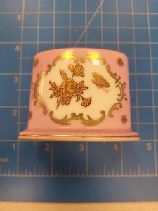 Rose d'Or Thimble Pink Floral Gold Accent Sewing Collectible Display Decor 3409 - Picture 1 of 4