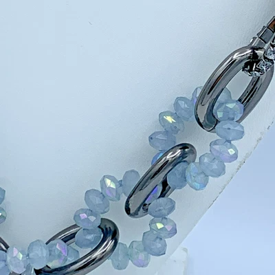 Nine West 36 en Gunmetal Gris Y Azul Aurora Boreal Cristal Cuentas Collar 156 Foto 1 de 4