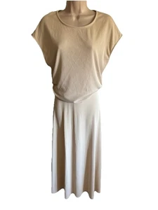 PRETTY GARDEN Vintage Chic 2 Teiler Maxi A-Linie Rock & Top Set Small Rib Beige L - Bild 1 von 12