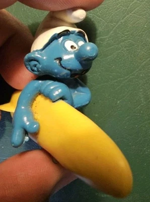 Smurfs 20137 Surfer Smurf Figure Surf Board Vtg Schleich PVC Surfing Figurine - Image 1 of 4