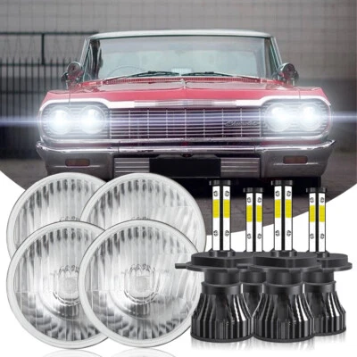 Faros LED de haz alto bajo DOT para Cadillac DeVille 1958-1974 4 piezas 5-3/4 5,75" Foto 1 de 4