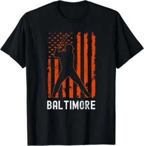 Baltimore Maryland American Flag Baseball Weathered T-Shirt - Picture 1 of 2