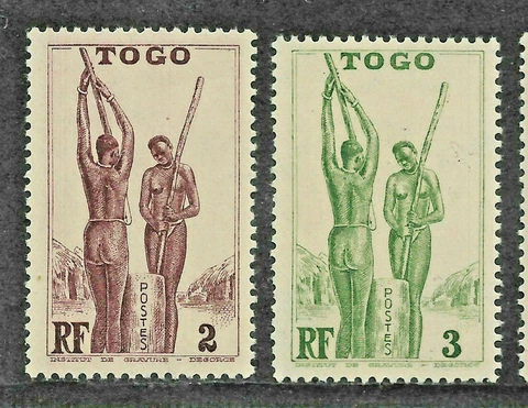 Togo 2 Old French Colonials #270 - 271 Mint Never Hinged Tribal Nude Stamps 1945 Cover