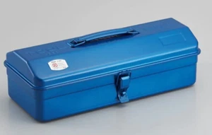 TOYO Steel Y-350B Blue Tool Box Japan Metal Storage 37×16×12cm DIY Outdoor New - Picture 1 of 15