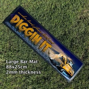 Workin hard playin hard and diggin it CAT excavator Beer Bar Mat Runner Pub Drin - Picture 1 of 9