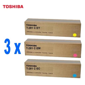 3 Original Toshiba T Toner - 281 Magenta Yellow Cyan for Printer & Studio - Picture 1 of 1