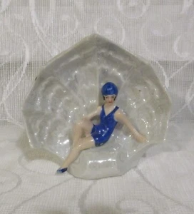 German Porcelain Art Deco Pearl Lustreware Bathing Beauty On A Shell Ornament - Picture 1 of 10