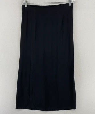 Falda EILEEN FISHER S Seda Georgette Crepé Línea A Maxi Botón A Abertura Pull On Negra Foto 1 de 4