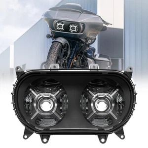 124W LED Headlight Double DRL Projector Hi/Lo Beam for Road Glide 2015-2023 - Picture 1 of 11