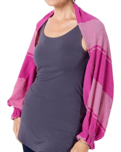 LOGO Lori Goldstein Pink Woven Textured Shrug with Ruffled Cuff New XL/1X - Picture 1 of 8