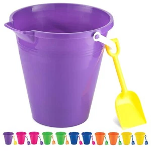 4E's Novelty 9" Large Sand Bucket with Shovel 12 Pack Bulk Beach Buckets - Be... - Picture 1 of 9