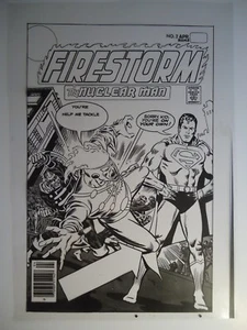 LARGE FIRESTORM # 2 MILGROM COVER 1978 PRODUCTION ART ACETATE MULTIPLEX SUPERMAN - Picture 1 of 1