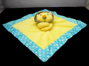 Fisher Price Yellow Plush Lion Baby Security Blanket Lovey Silky Turquoise Back - Picture 1 of 3