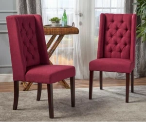 Christopher Knight Home Blythe Tufted Fabric Dining Chairs, 2-Pcs Set, Deep Red - Picture 1 of 7