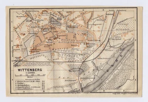 1914 ORIGINAL ANTIQUE MAP OF WITTENBERG / SAXONY-ANHALT / GERMANY - Picture 1 of 3