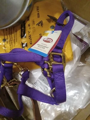 Halter Corona Cuero Ajustable 1" Nylon Caballo Púrpura Latón Promedio 35-6025-c4 Foto 1 de 2