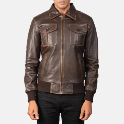 Inglourious Basterds Lt. Aldo Raine Pea Style Coat Genuine Brown Leather Jacket - Image 1 of 4