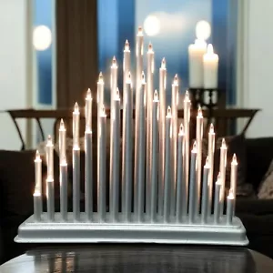 Christmas Lights 33 Bulb Silver Glitter Candle Bridge Lights Christmas Home Deco - Picture 1 of 2