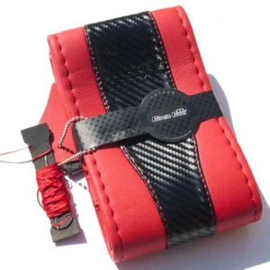 2019 Stitch On Steering Wheel Skin Wrap Cover Red & Carbon Fiber Style - Bild 1 von 6