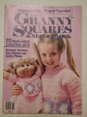 000 Vintage WOMAN'S DAY GRANNY SQUARES & NEEDLEWORK  MAGAZINE ---1985 Super Spe - Image 1 of 2