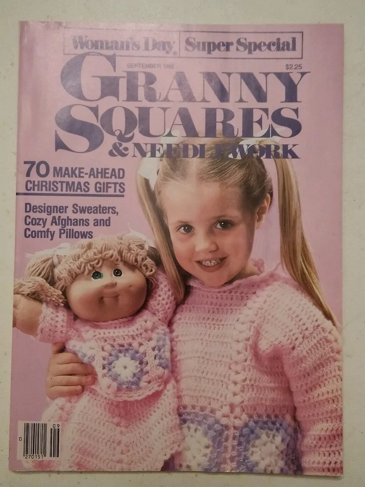 000 Vintage WOMAN'S DAY GRANNY SQUARES & NEEDLEWORK  MAGAZINE ---1985 Super Spe - Image 1 of 2