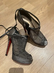 Auténticos botines Louboutin Bridget pitón y encaje 38.5 - Imagen 1 de 9