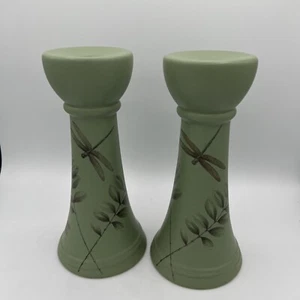 Pfaltzgraff Winterwood Portfolio Candlesticks Set of 2  Dragonfly & Bee - Picture 1 of 10
