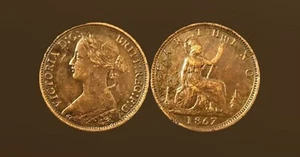 GREAT BRITAIN. 1867, Queen Victoria, Copper Farthing - Picture 1 of 3