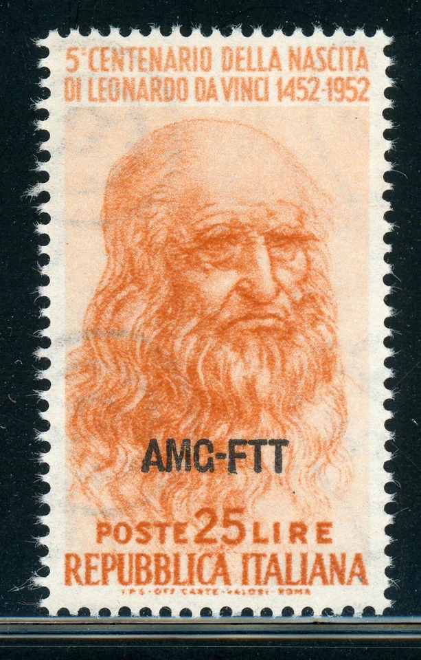 AMG-FTT Trieste MNH: Scott #145 25l Orange Leonardo Da Vinci $$ - Image 1 of 1