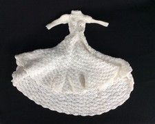 Barbie Vintage Hand Crocheted Knitted Wedding Gown Handmade White Marriage Dress