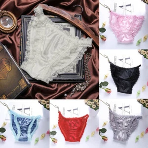 Womens Lace Silk Satin Panties Lingerie Sexy Ladies Briefs Underwear Knickers - Picture 1 of 33
