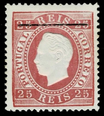 PORTUGAL D. Luis Fita Dir. 25r Carmine pf 131/2 1885 REIMPRESIÓN CON BARRA [Sct #41R] Foto 1 de 2