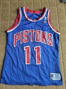 Vintage Isaiah Thomas Champion Detroit Pistons Blue NBA Jersey Sz Mens M 40 - Picture 1 of 9
