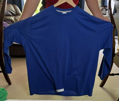 4XL Port & Company Performance T-Shirt Long Sleeve Blue *NEW* - Image 1 of 3