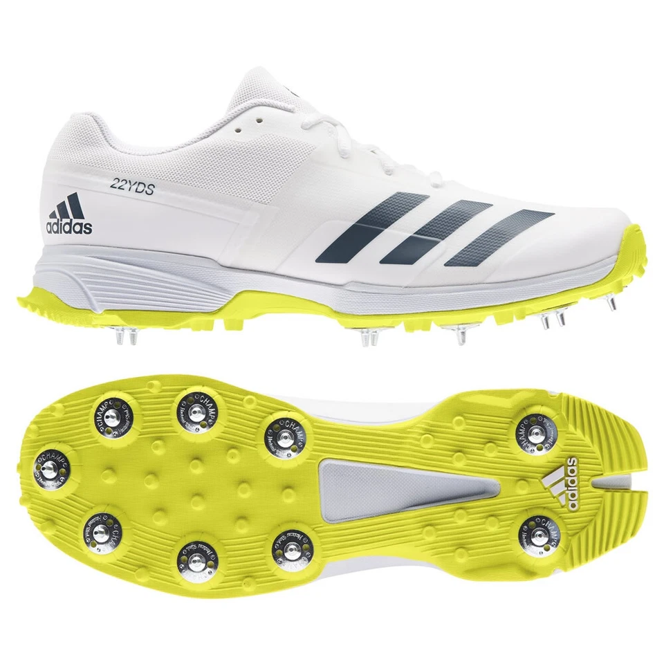 ADIDAS Cricket Shoes Boots Spikes, 22yds SL22, White/Yellow - Image 1 of 1