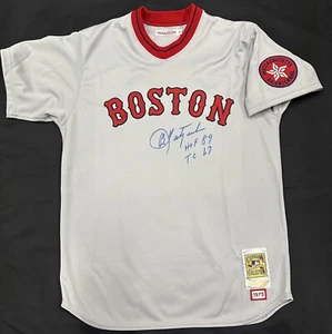 Carl Yastrzemski HOF 89 TC 67 Signed Authentic Mitchell Ness Red Sox Jersey JSA - Picture 1 of 6