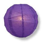 Quasimoon 12" Royal Purple Round Paper Lantern, Crisscross Ribbing, Hanging D...