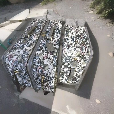 PICK UP ONLY Vintage American Flyer 3 Piece Floral Tapestry Luggage Set 1980s  - Image 1 of 4