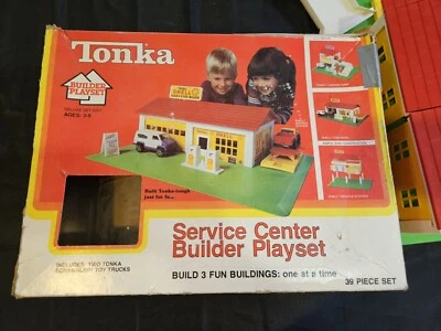 Vintage Tonka Builder Playset 5051 Estação de Serviço Shell, Lavagem de Carro 1980 Caixa Aberta - Imagem 1 de 4
